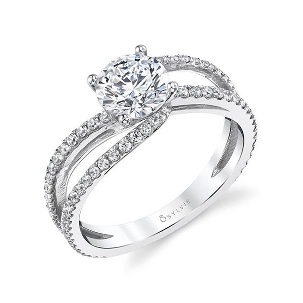 Round Spiral Split Shank Diamond Engagement Ring